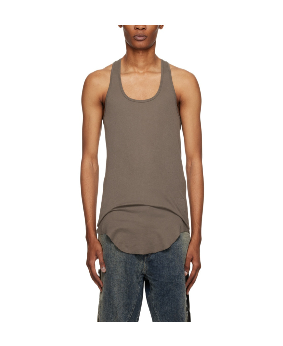 Rick Owens Drkshdw U-neck Cotton Tank Top In Brown