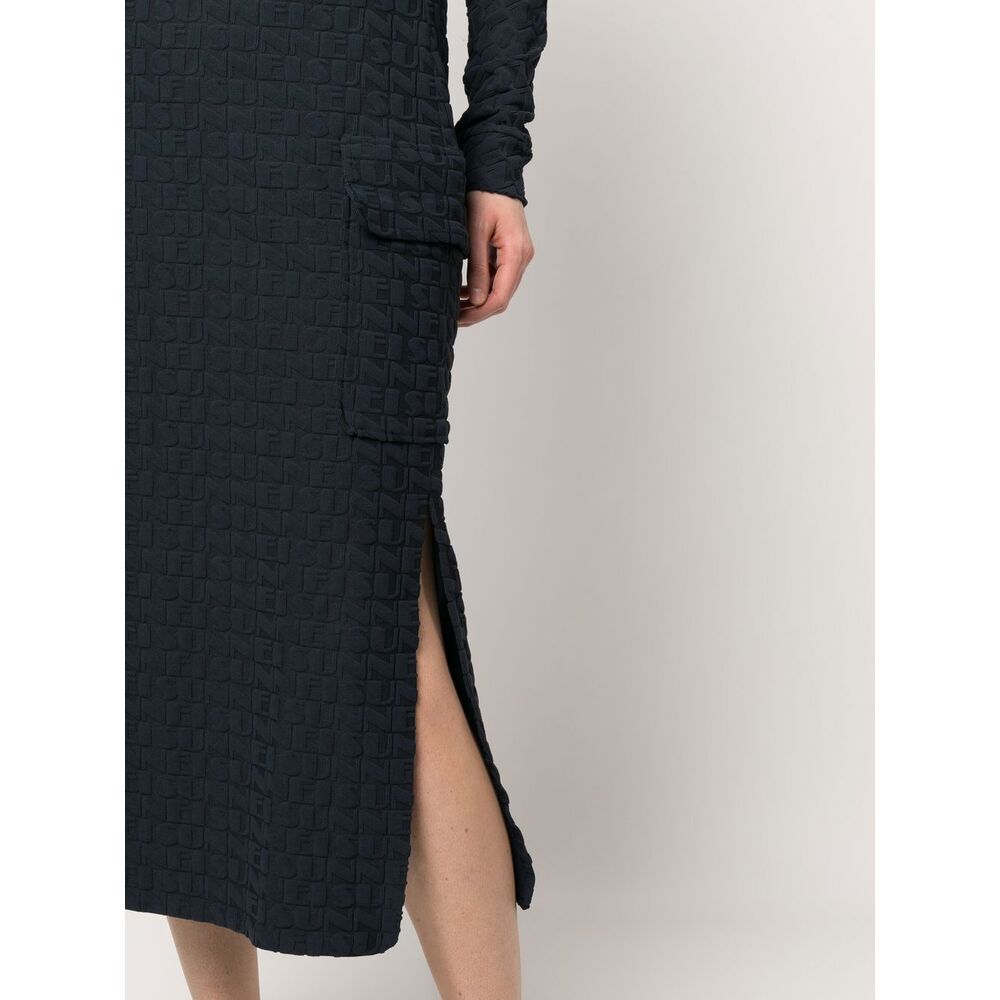 Sunnei Navy Overlapped Midi Skirt In Black