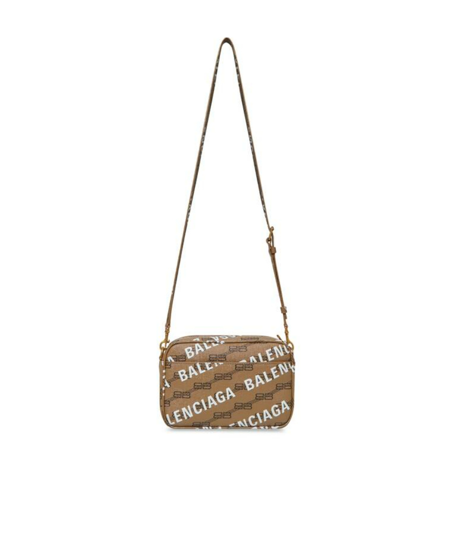Balenciaga Logo-print Camera Bag In Brown
