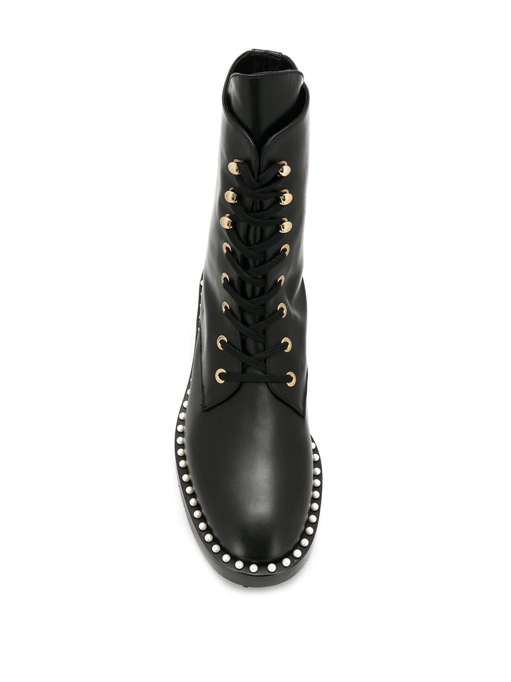 Stuart Weitzman Reverie Leather Lace-up Booties In Black
