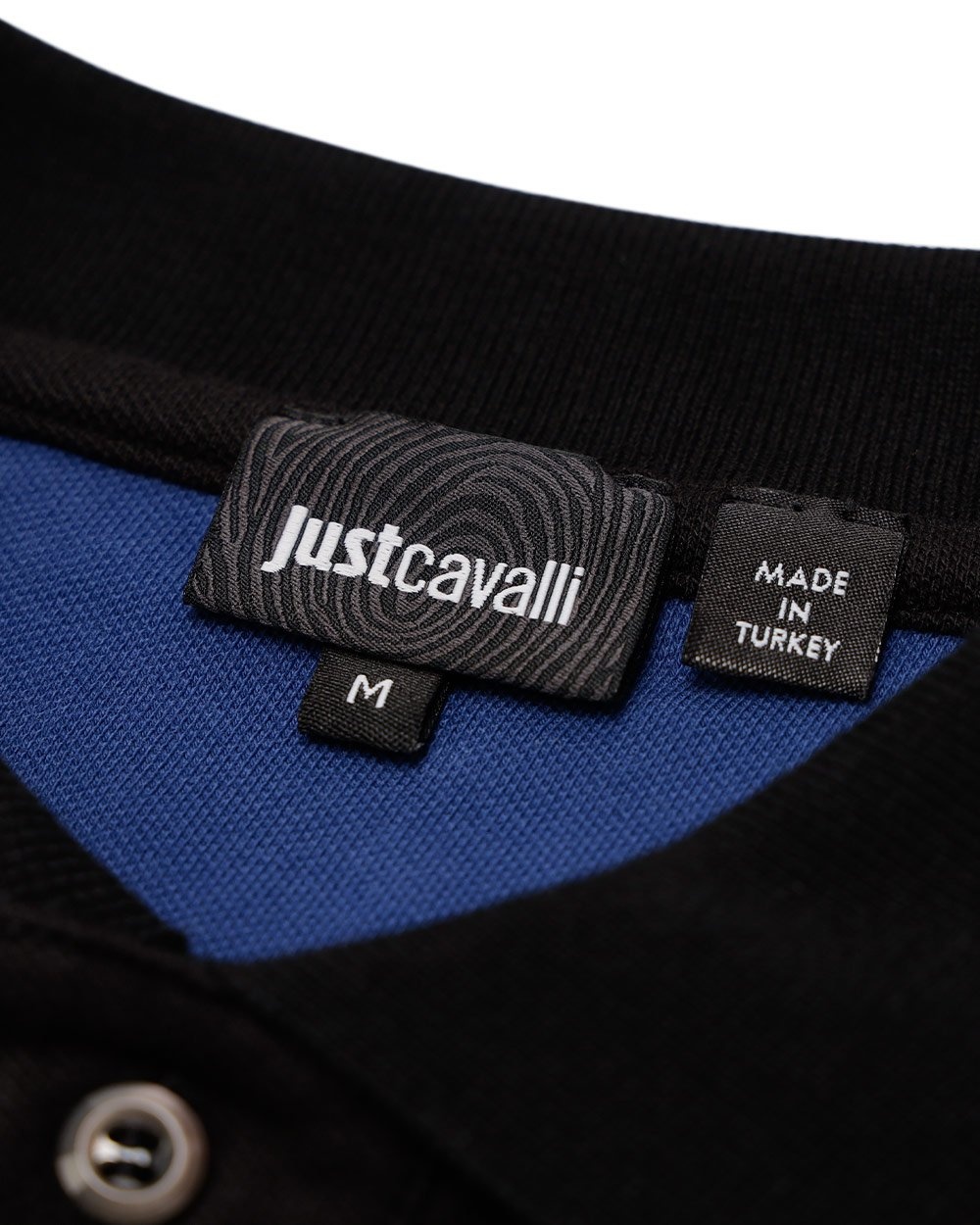 Just Cavalli Pattern Polo Shirt In Black
