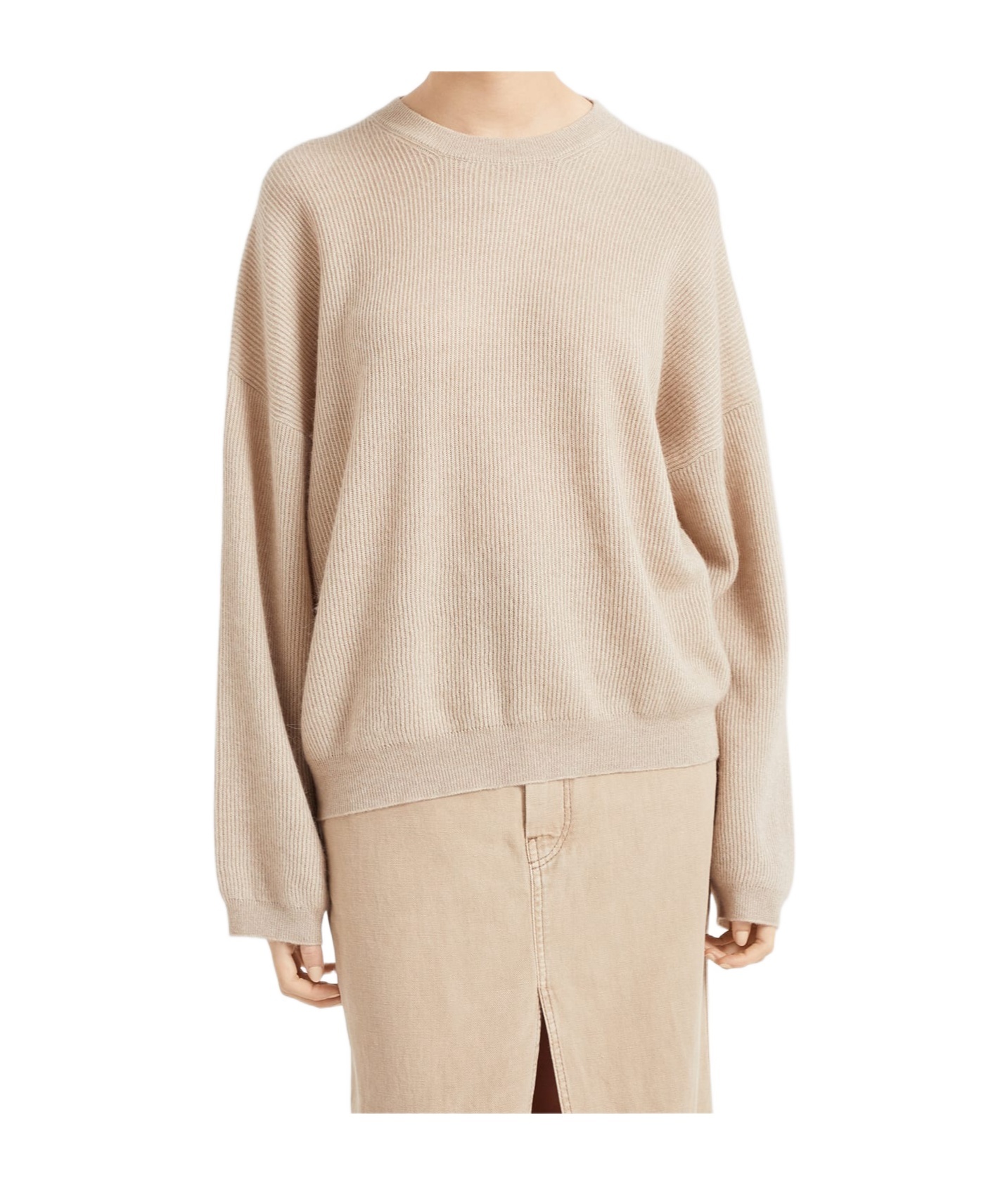 Brunello Cucinelli Ribbed Sweater In Nude