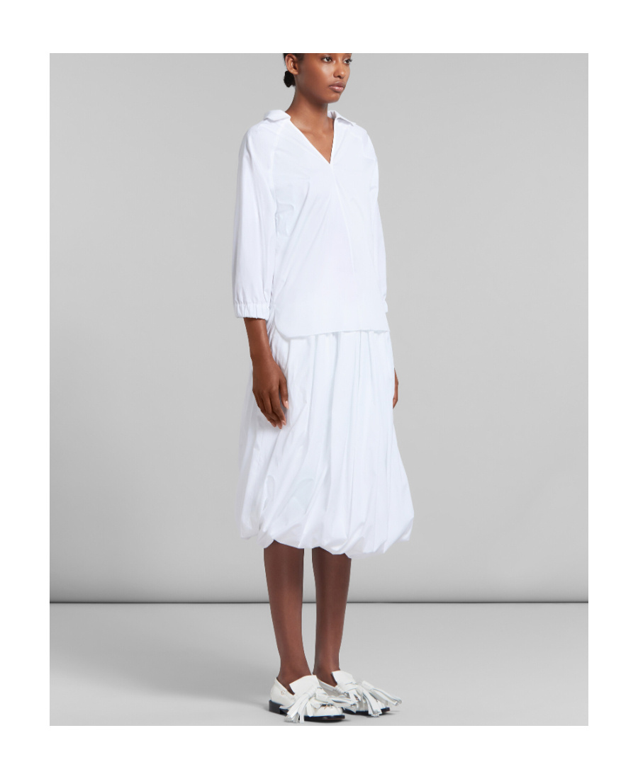 Marni V-neck Cotton Blouse In White