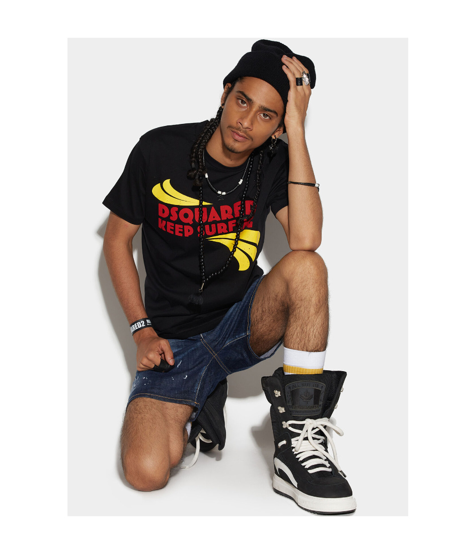 Dsquared2 Man T-shirt Black Size L Cotton In Black