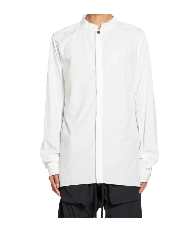 Thom Krom Cotton Poplin Stand Collar Shirt In White