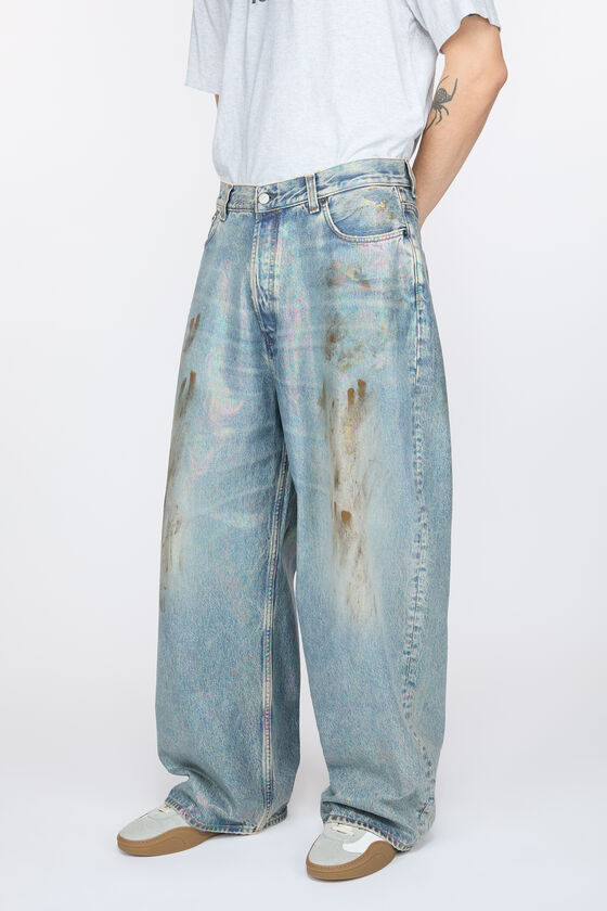 Acne Studios Stained-effect Wide-leg Jeans In Gray
