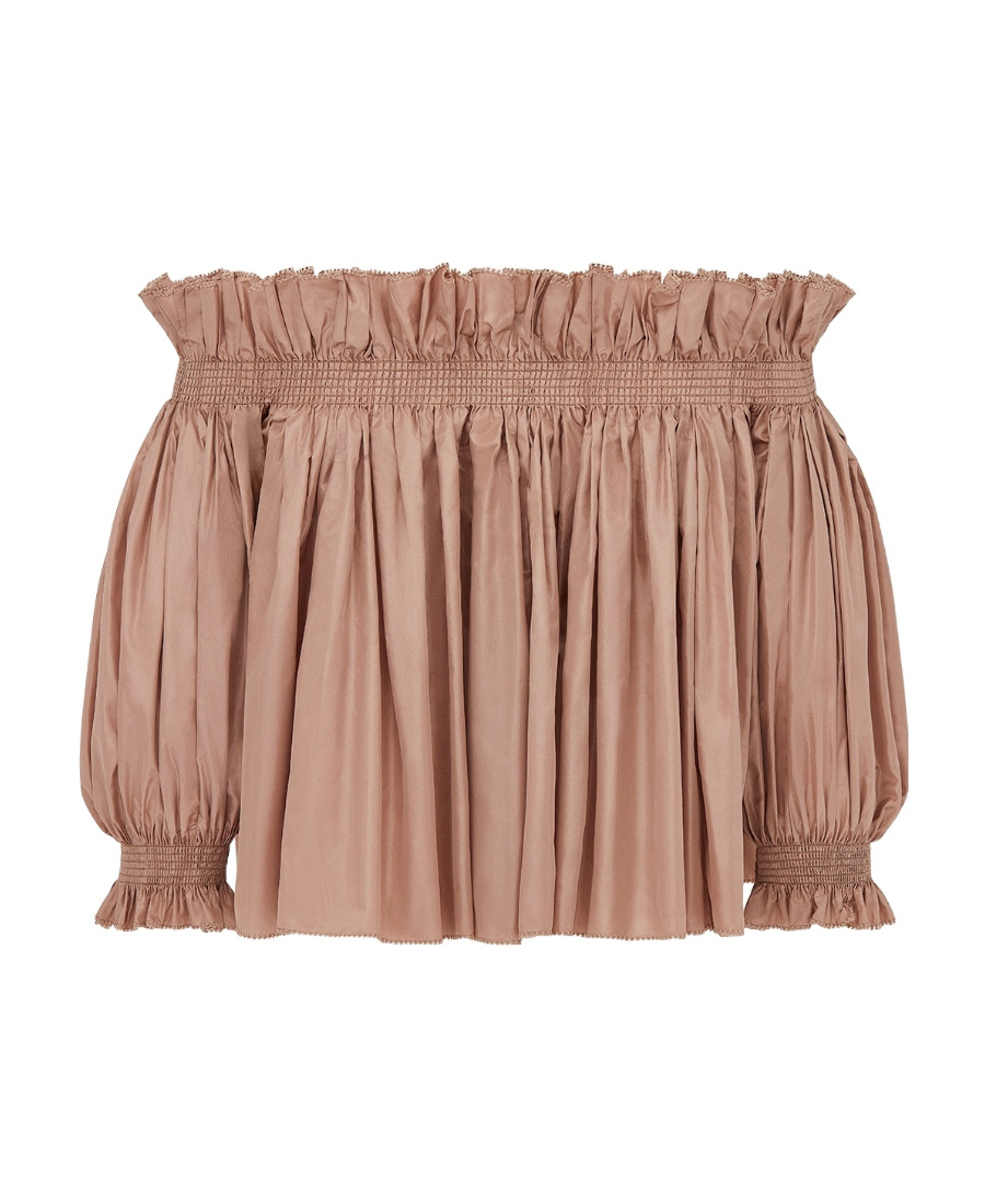 Dior Pleated Strapless Blouse In Nude