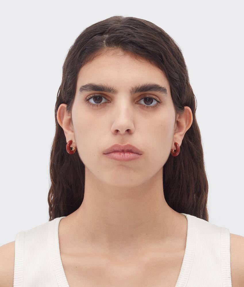 Bottega Veneta Logo Earrings In Red