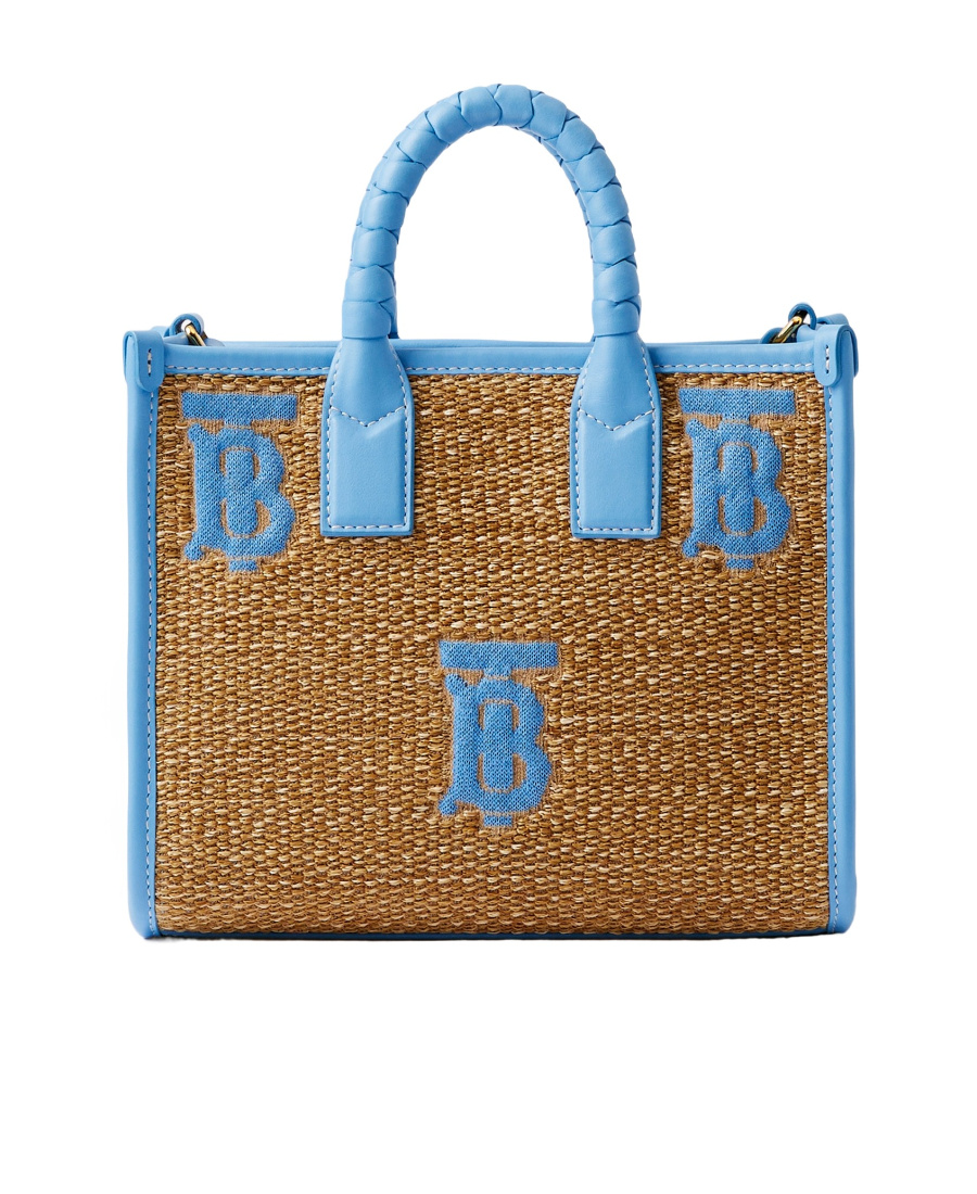 Burberry Woman Raffia Mini Freya Handbag In Brown