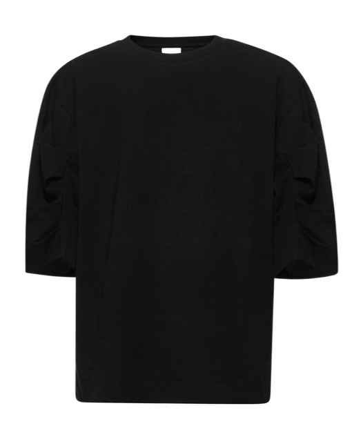 Dries Van Noten Black Cotton Draped T-shirt In Black