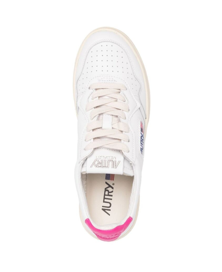Autry 'medalist' White Low Top Sneakers With Logo Patch On Tongue And Side In White