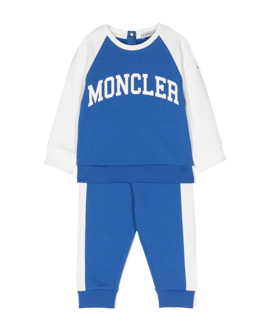 Moncler Logo-print Stretch-cotton Tracksuit In Blue
