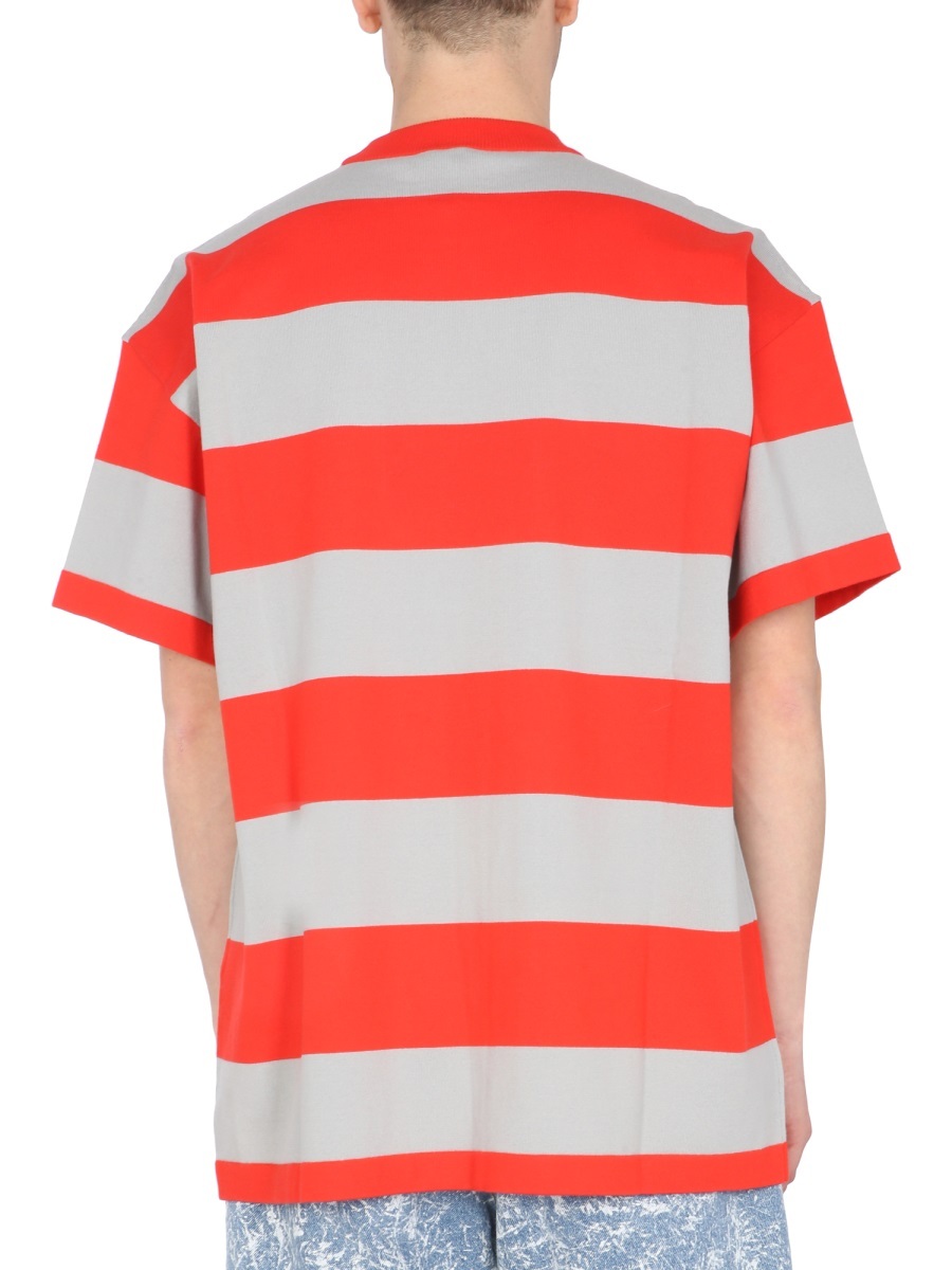 Msgm T-shirt With Embroidered Logo In Orange