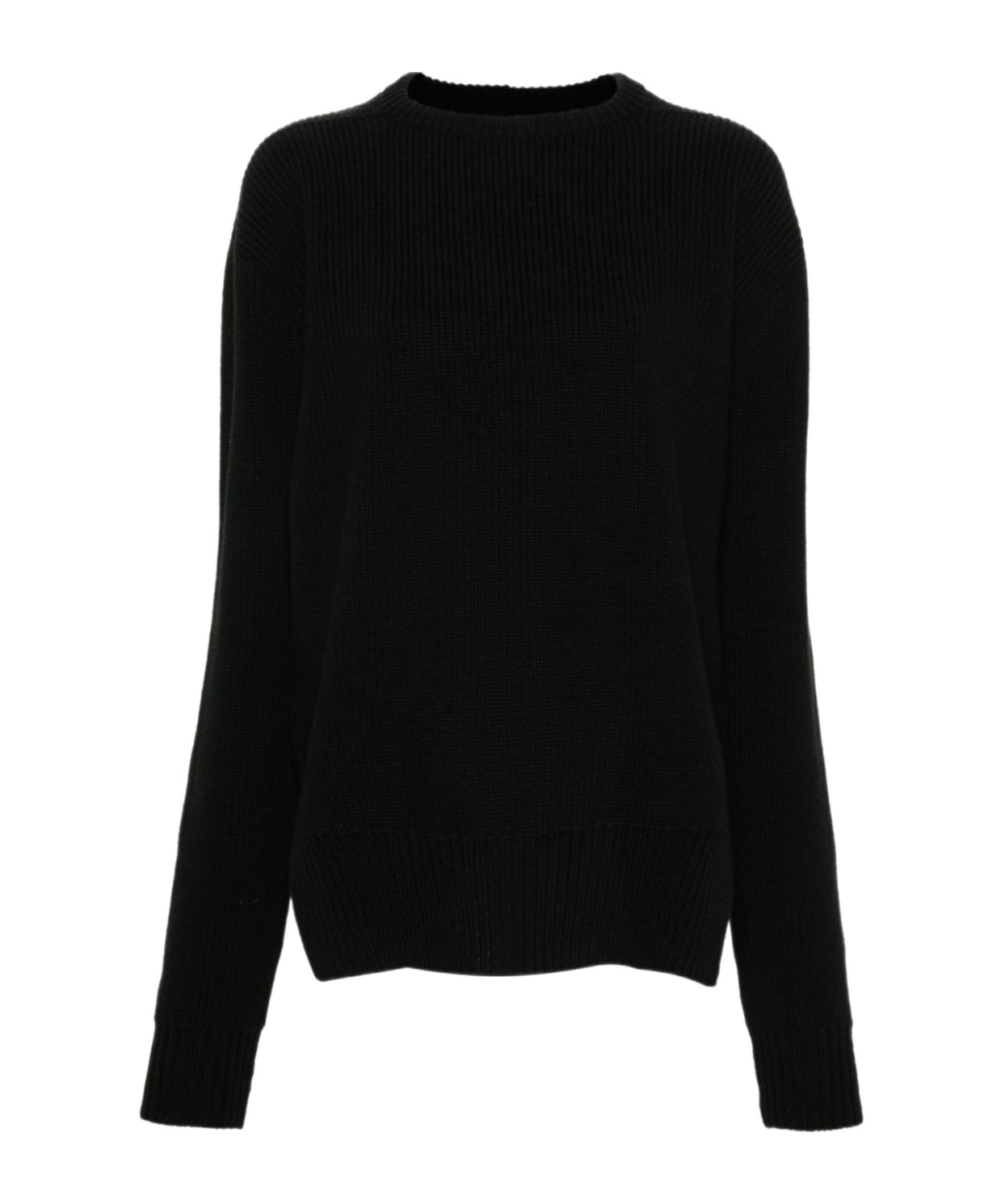 Rick Owens Split Turtleneck Wool Fisherman Sweater In Black