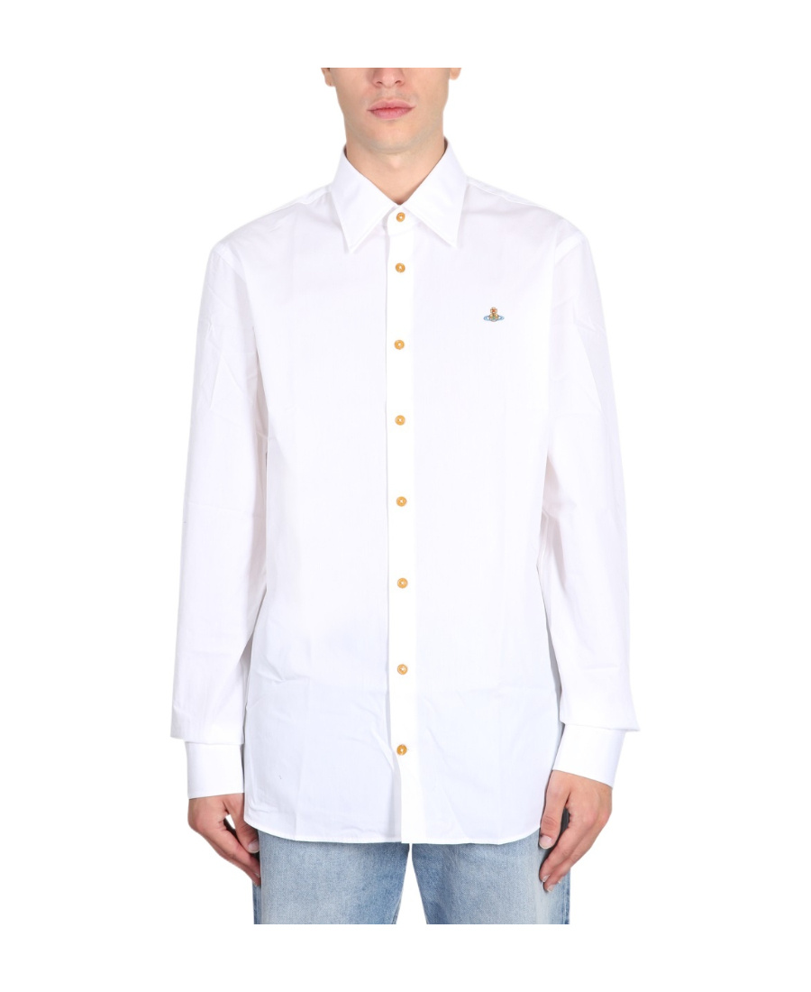 Vivienne Westwood Embroidery Orb Buttoned Shirt In White