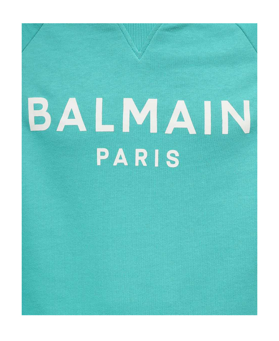 Balmain Logo Round-necked Sweater In Green