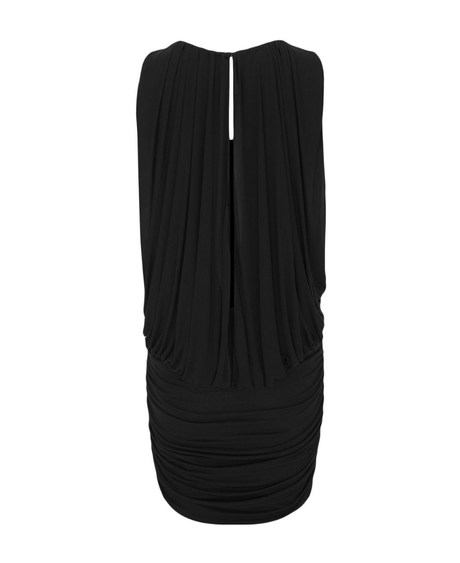 Saint Laurent Gathered Jersey Mini Dress In Black