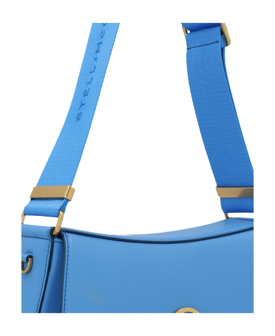 Stella Mccartney Logo Plaque Fold-over Shoulder Bag In Blue