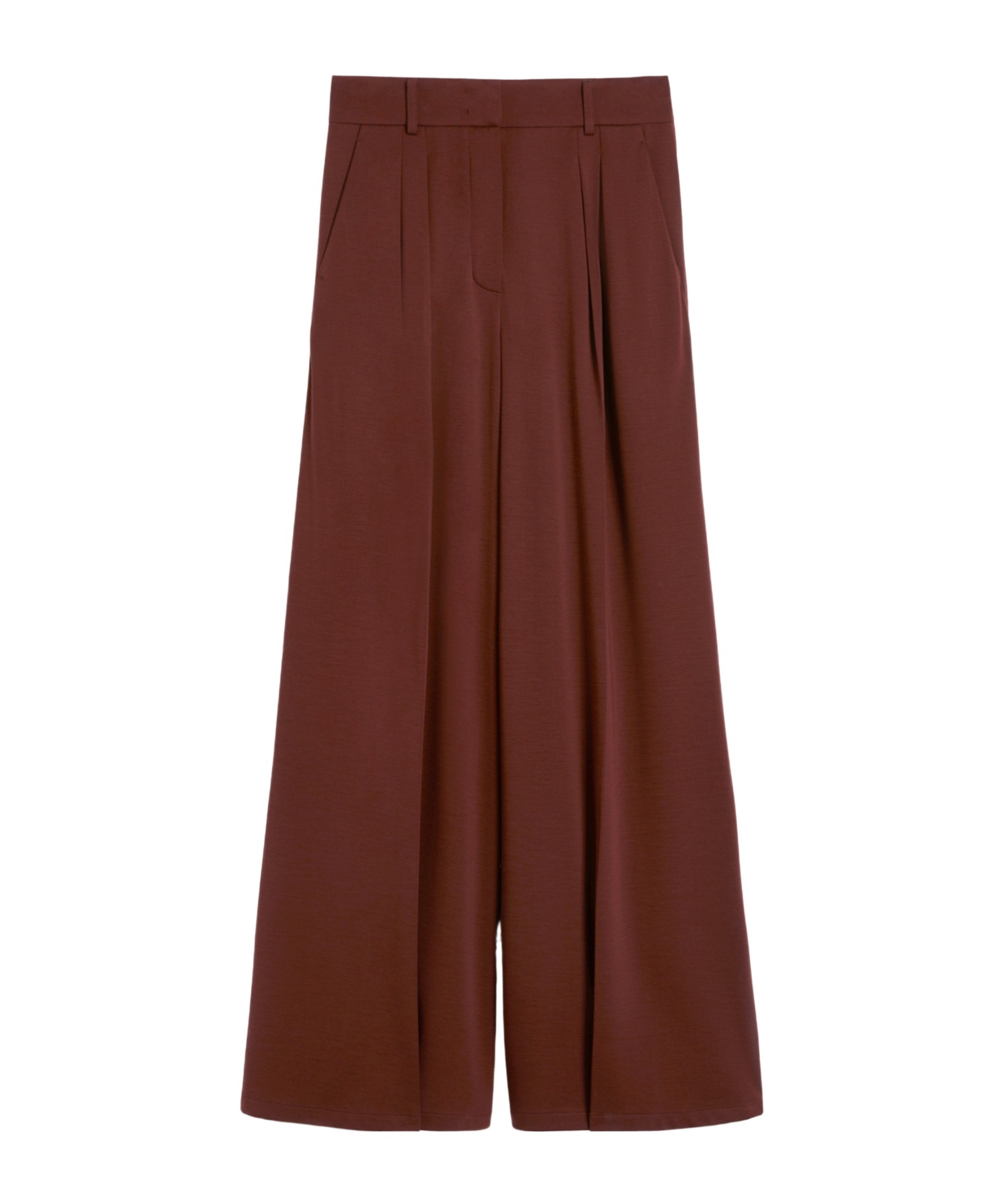 Max Mara Wool Jersey Trousers In Brown