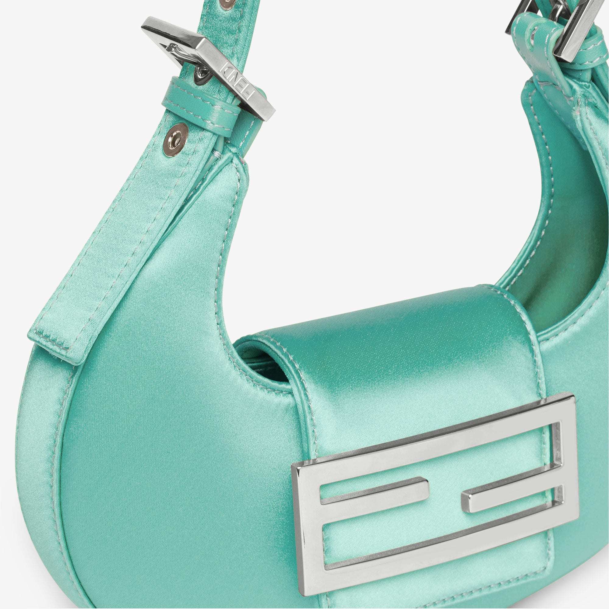 Fendi Mini Cookie Handbag In Satin In Green