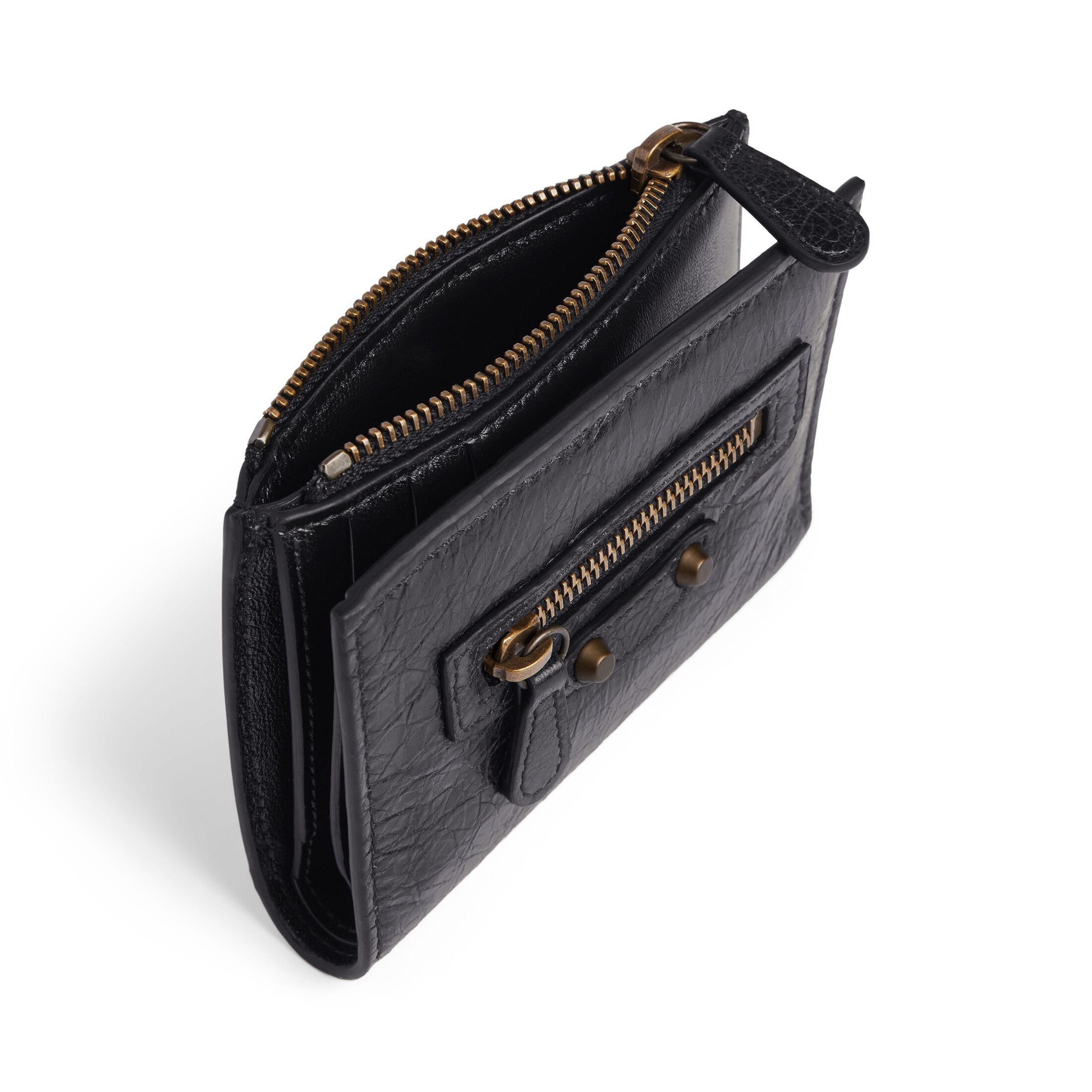 Balenciaga Women Le City Bifold Leather Wallet In Black