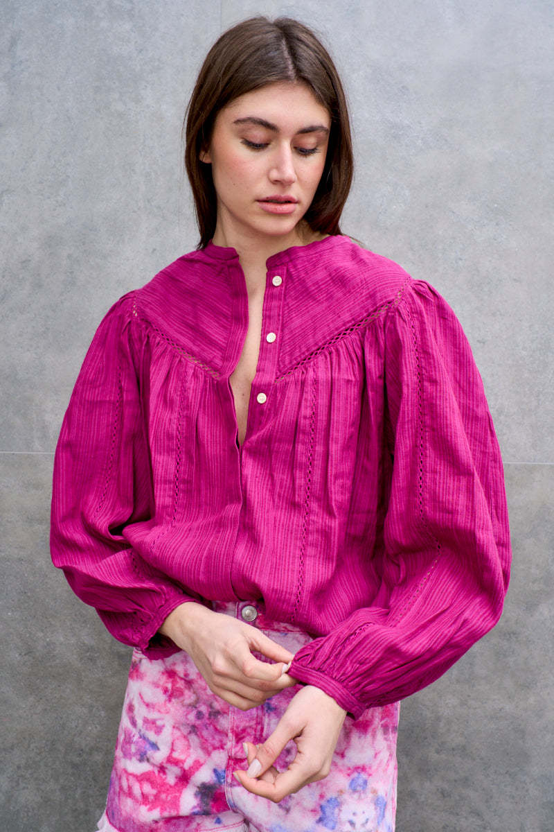 Shop Isabel Marant Étoile Long-sleeved Blouse In Red