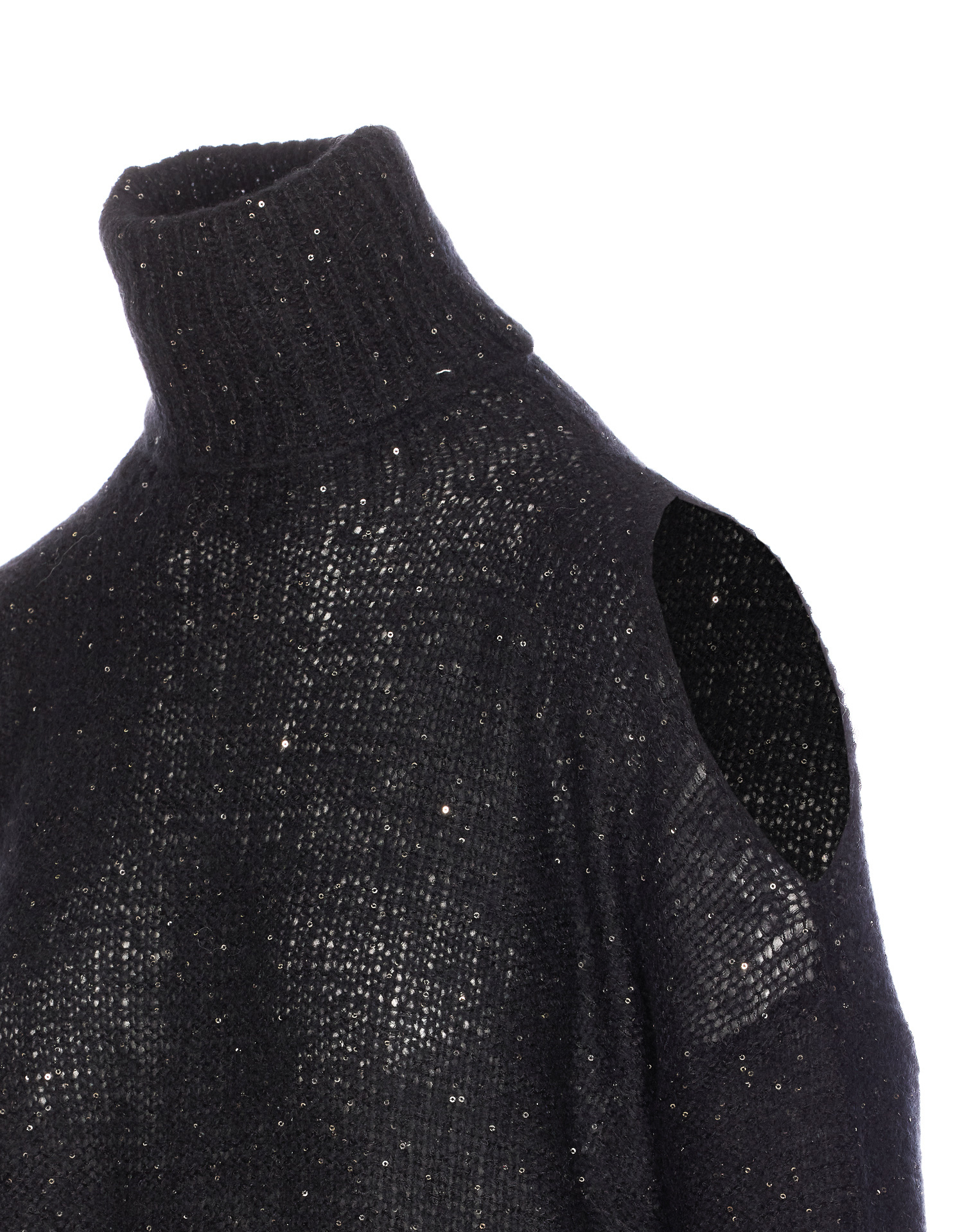 Roberto Collina Turtleneck Sweater Cut-out Shoulder In Black
