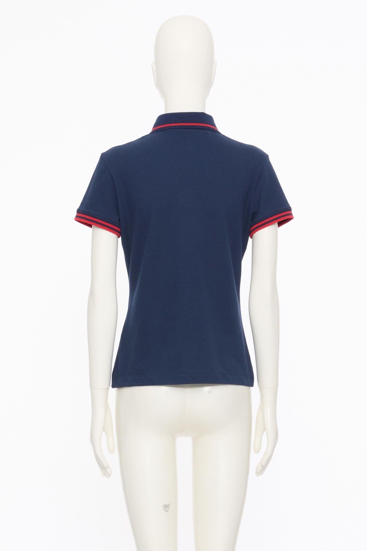 Valentino Cherry Embroidery Polo With Contrast Trim In Blue