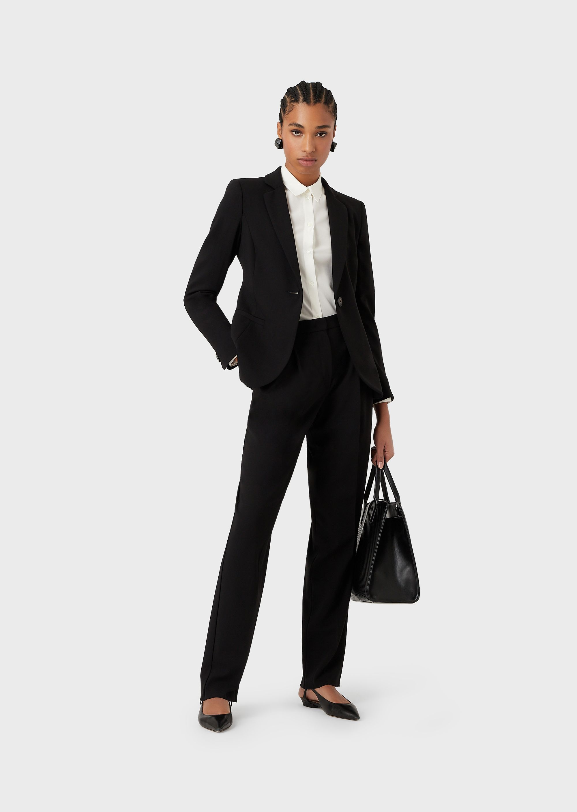 EMPORIO ARMANI PLEATED WOOL CASUAL PANTS