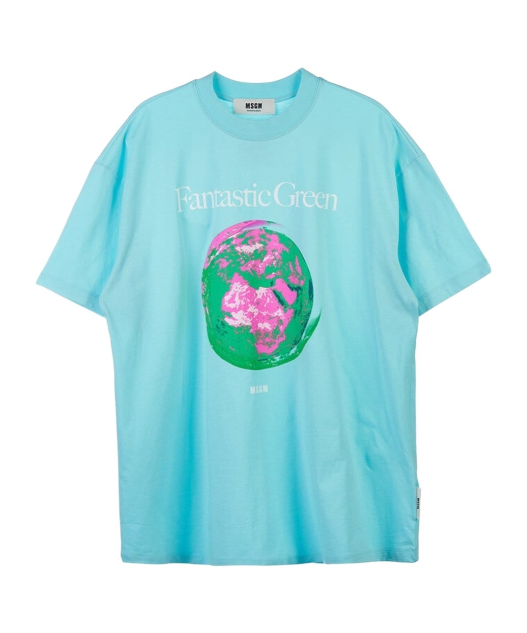 Msgm Graphic-print Cotton T-shirt In Blue