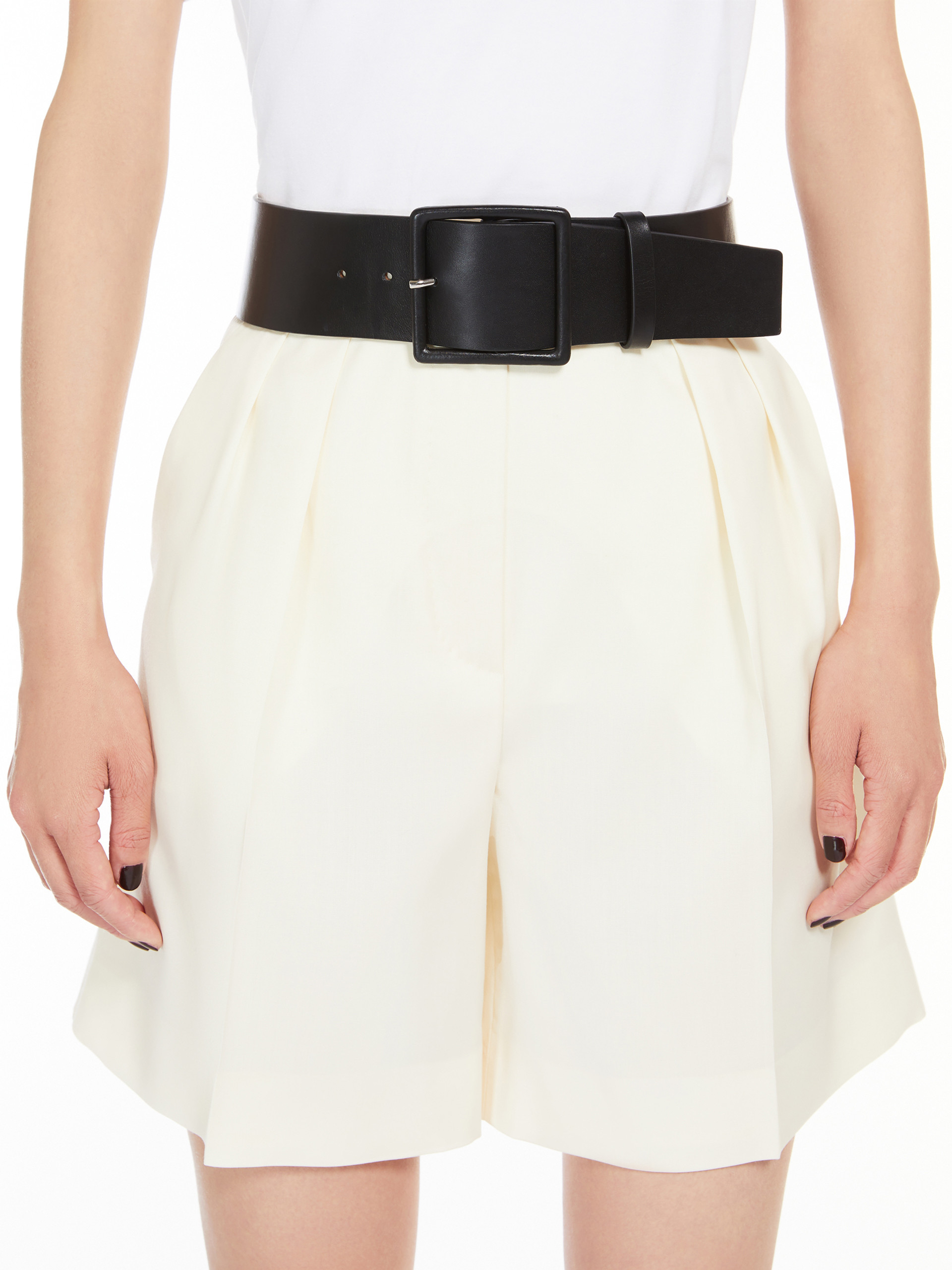 Max Mara Square Fork Buckle Belt In Black