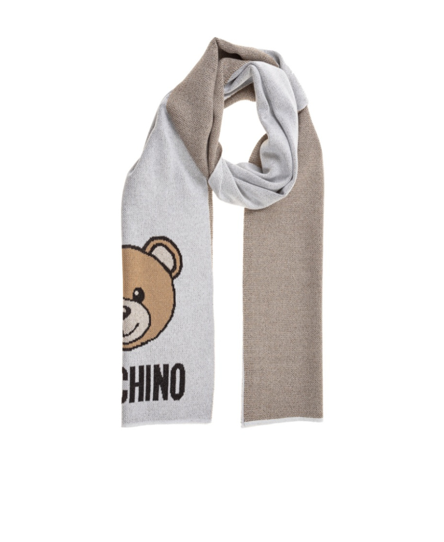 Moschino Teddy Bear-print Scarf In Gray