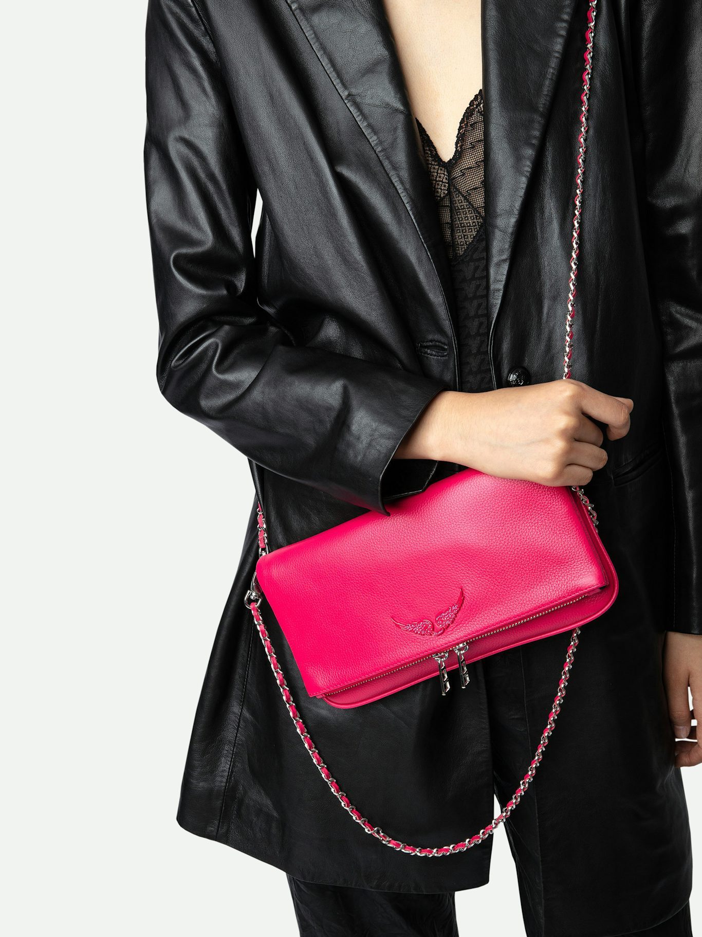 Zadig & Voltaire Rock Clutch Shoulder Bag In Red