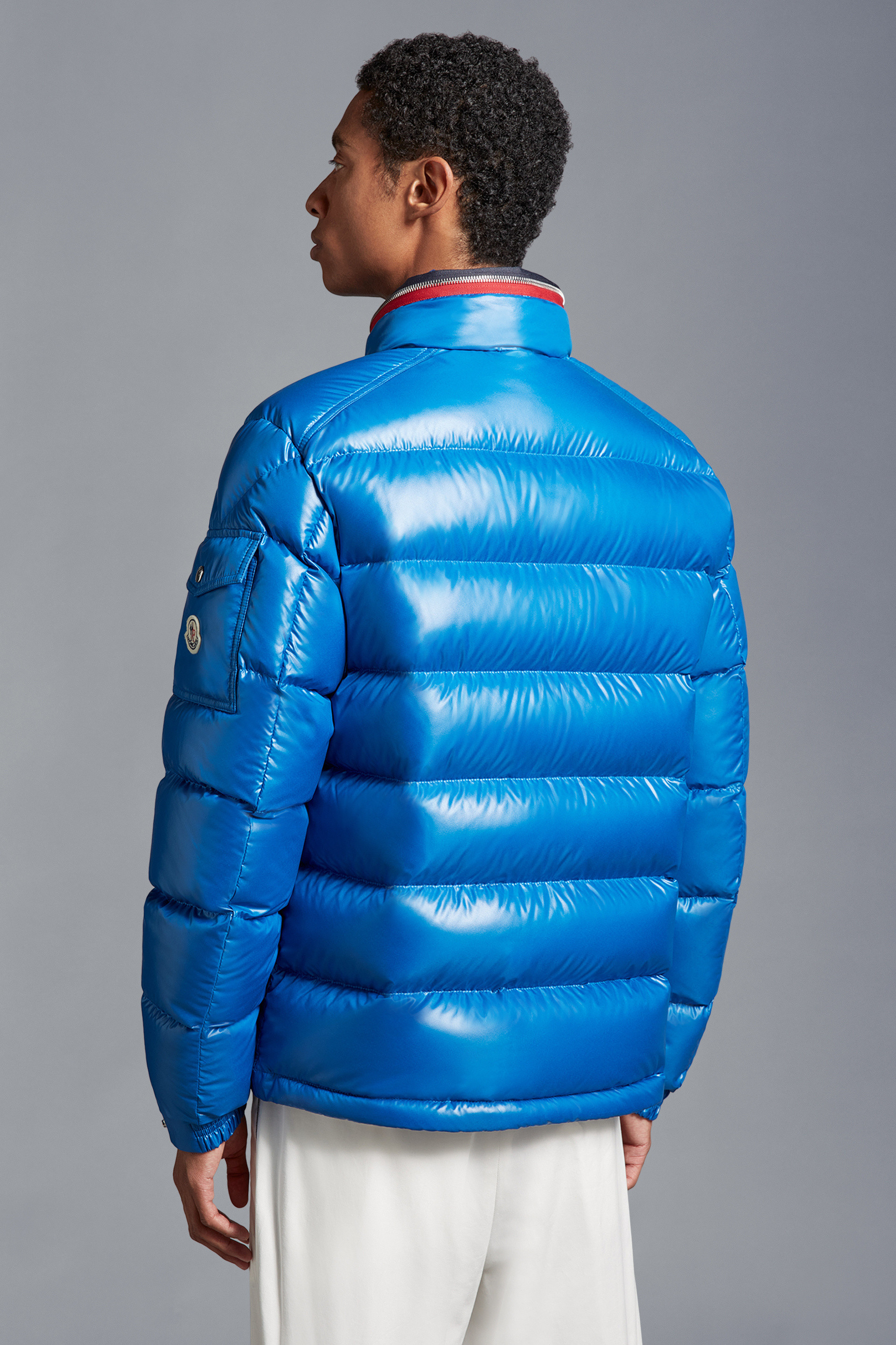 Moncler Brendann Logo-patch Quilted Jacket In Blue