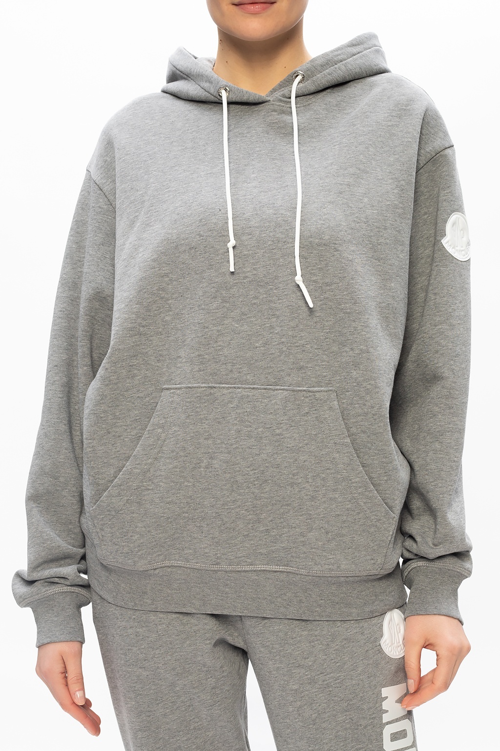 Moncler Logo-print Cotton Hoddie In Gray