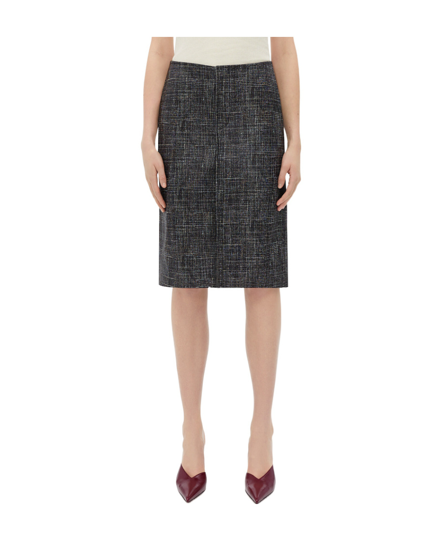 Bottega Veneta Stylish Black Printed Leather Midi Skirt For Women From Ss23 Collection In Gray