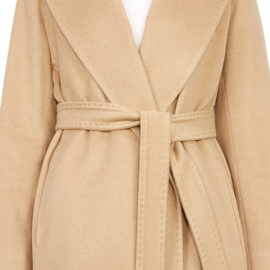 Max Mara Tailored Beige Wool Coat With Classic Lapels In Nude