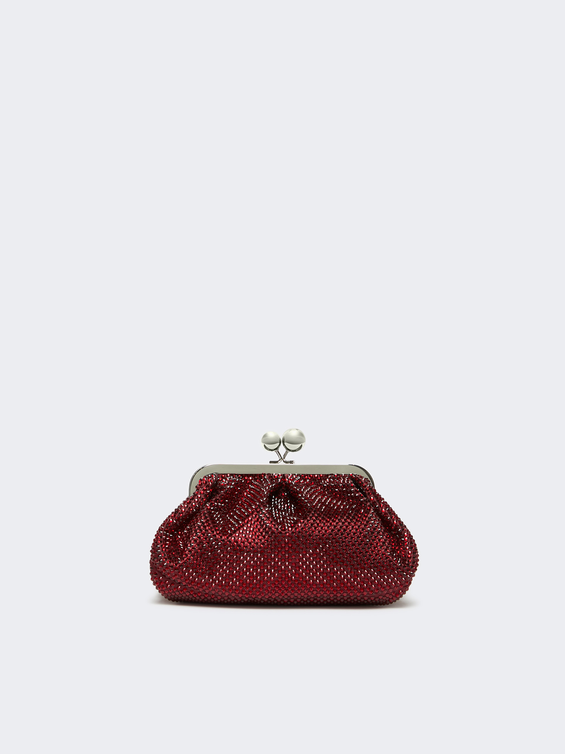 Weekend Max Mara Small Pasticcino Bag In Satin With Rhinestones In Red