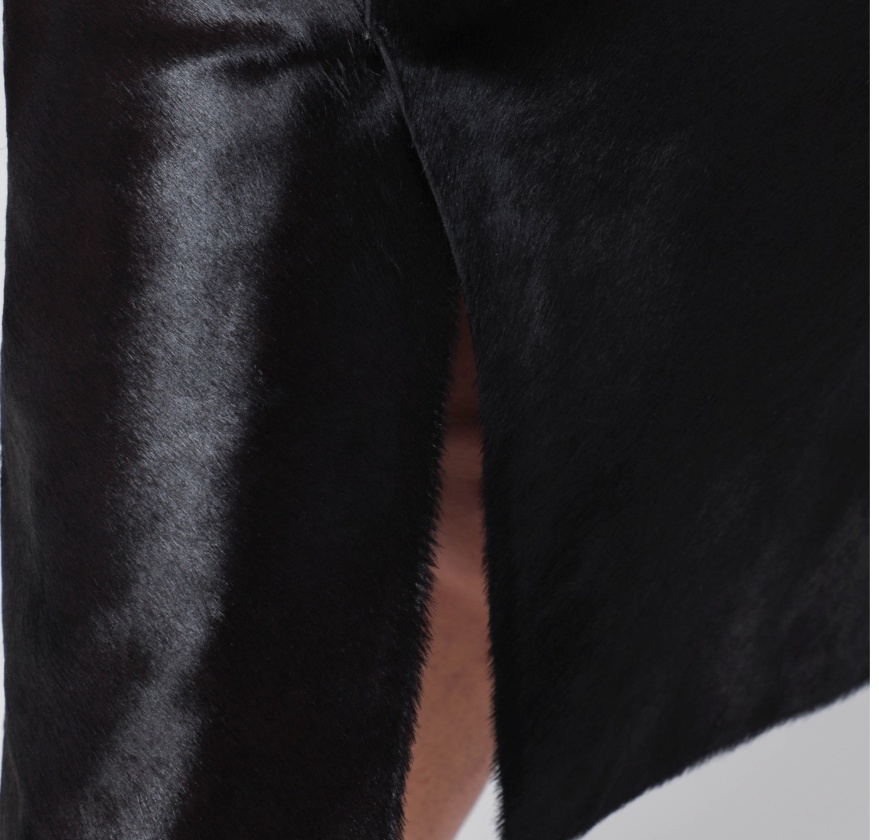 Loulou Studio Skirt In Pony-effect Leather In Black