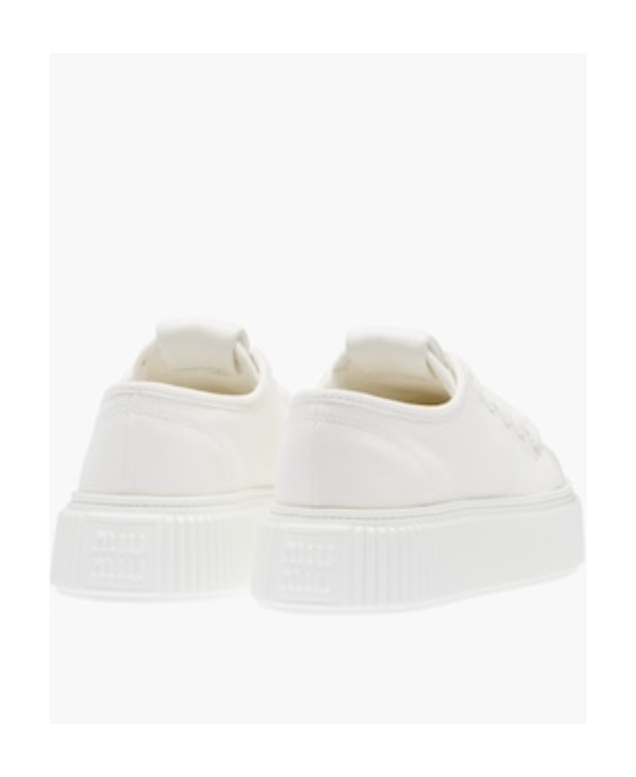 Miu Miu Denim Low-top Sneakers In White