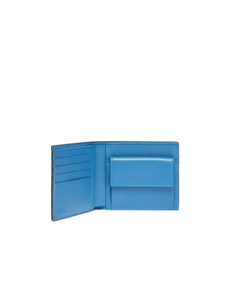 Fendi Leather Double-folded Wallet In Blue
