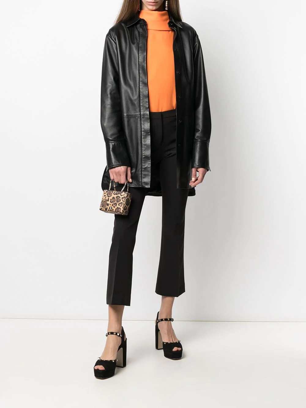 Pt01 Cropped Flared Tailored Trousers In Black