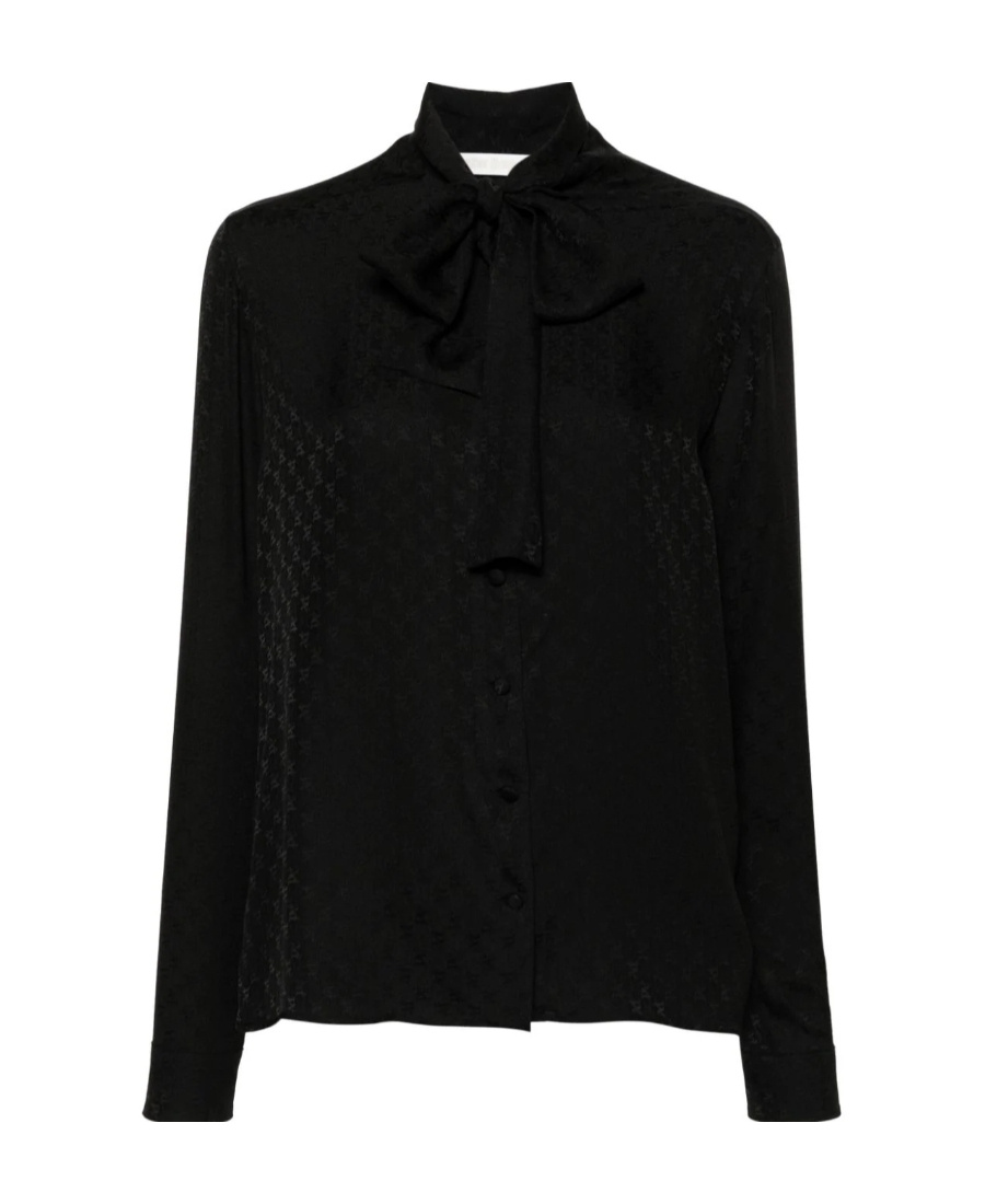 Palm Angels Black Silk Blouse In Black