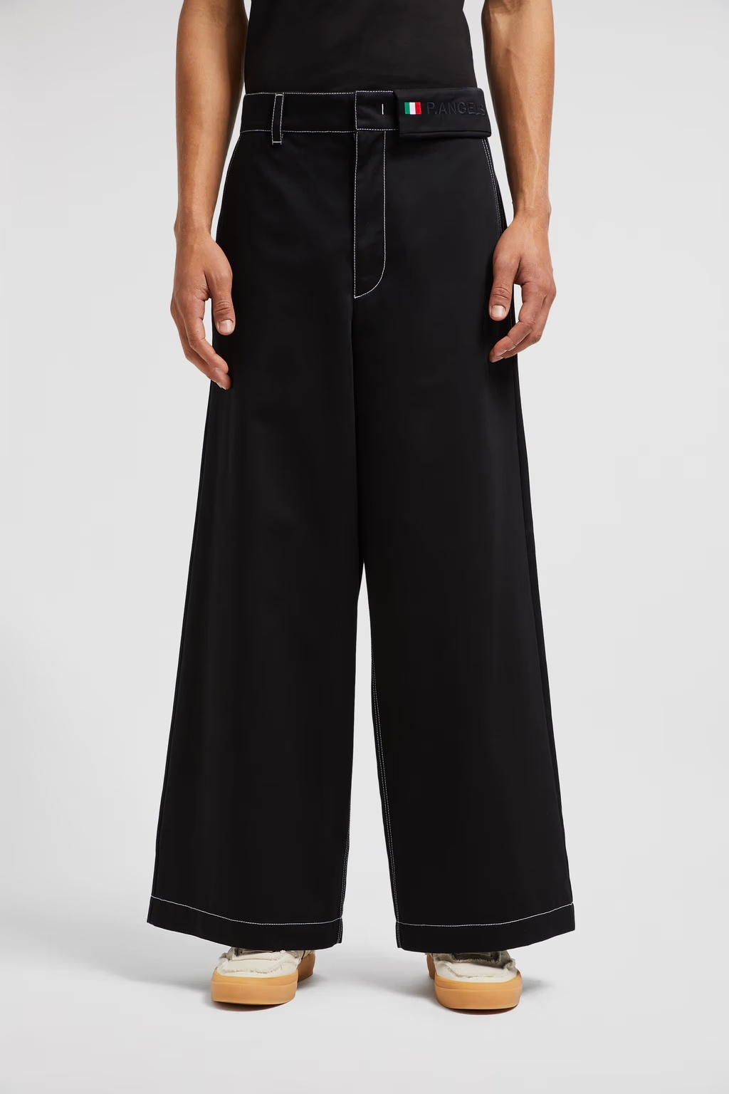 Moncler X Palm Angels Cotton Belt-loop Casual Pants In Black