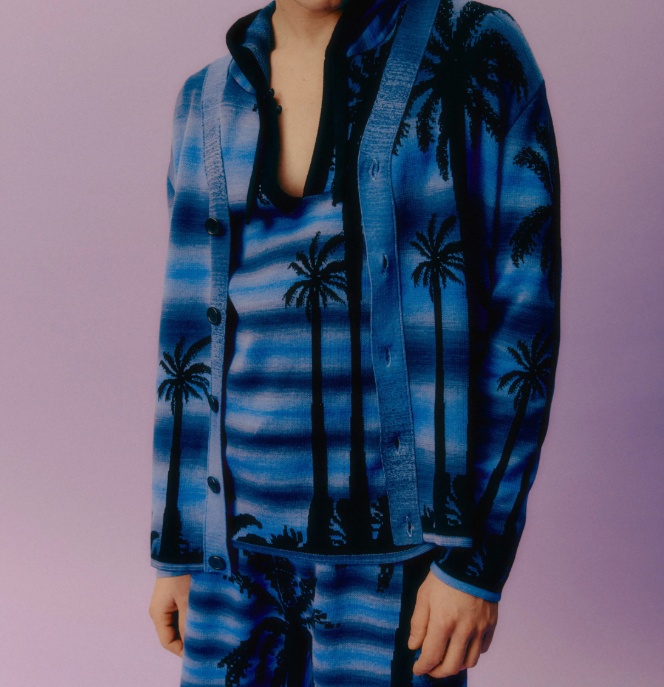 Laneus Felpa Con Cappuccio Boxy In Filato Di Cotone In Blue