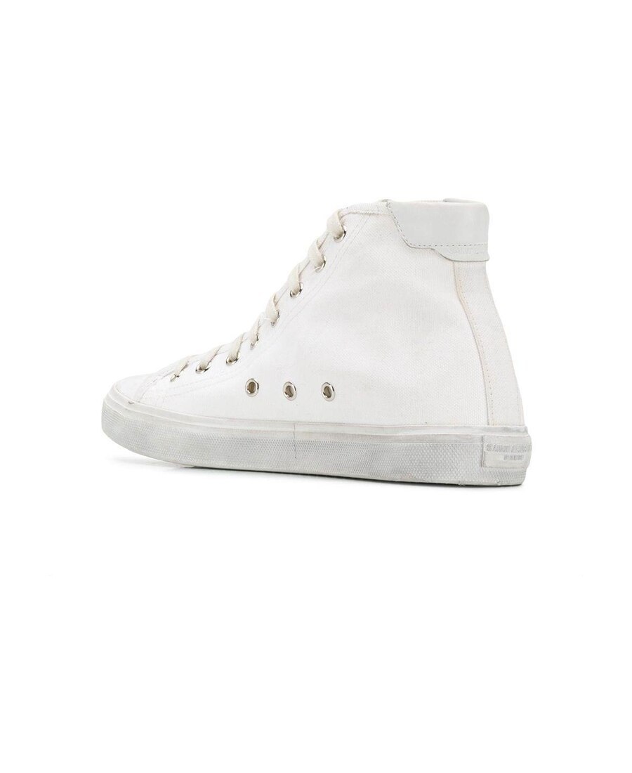 Saint Laurent Distressed Effect High-top Sneakers In White