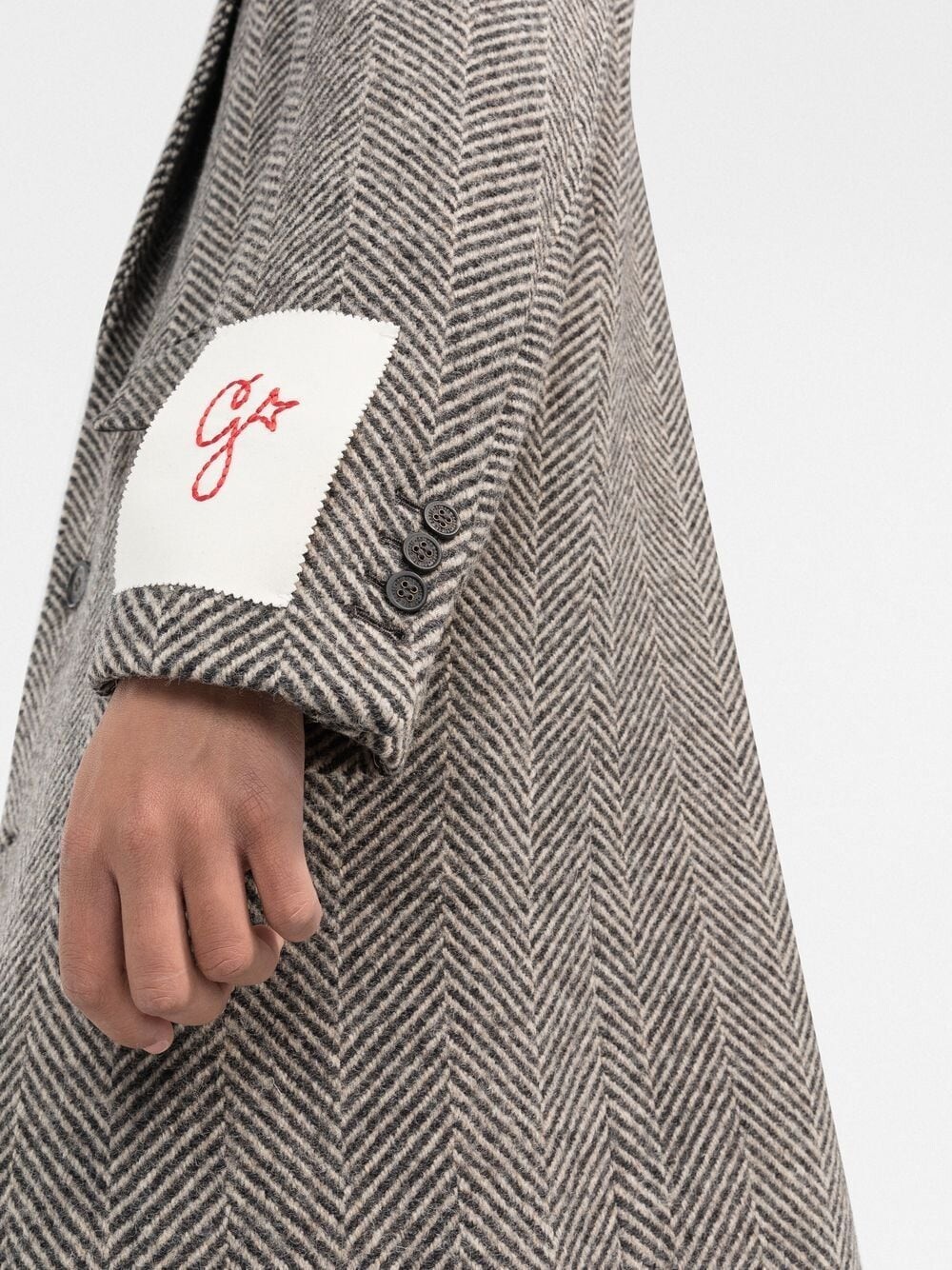 Golden Goose Logo-patch Single-breasted Coat In Gray