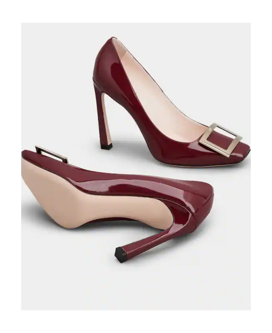 Roger Vivier Trompette Square-toe Pumps Burgundy Patent Leather In Red