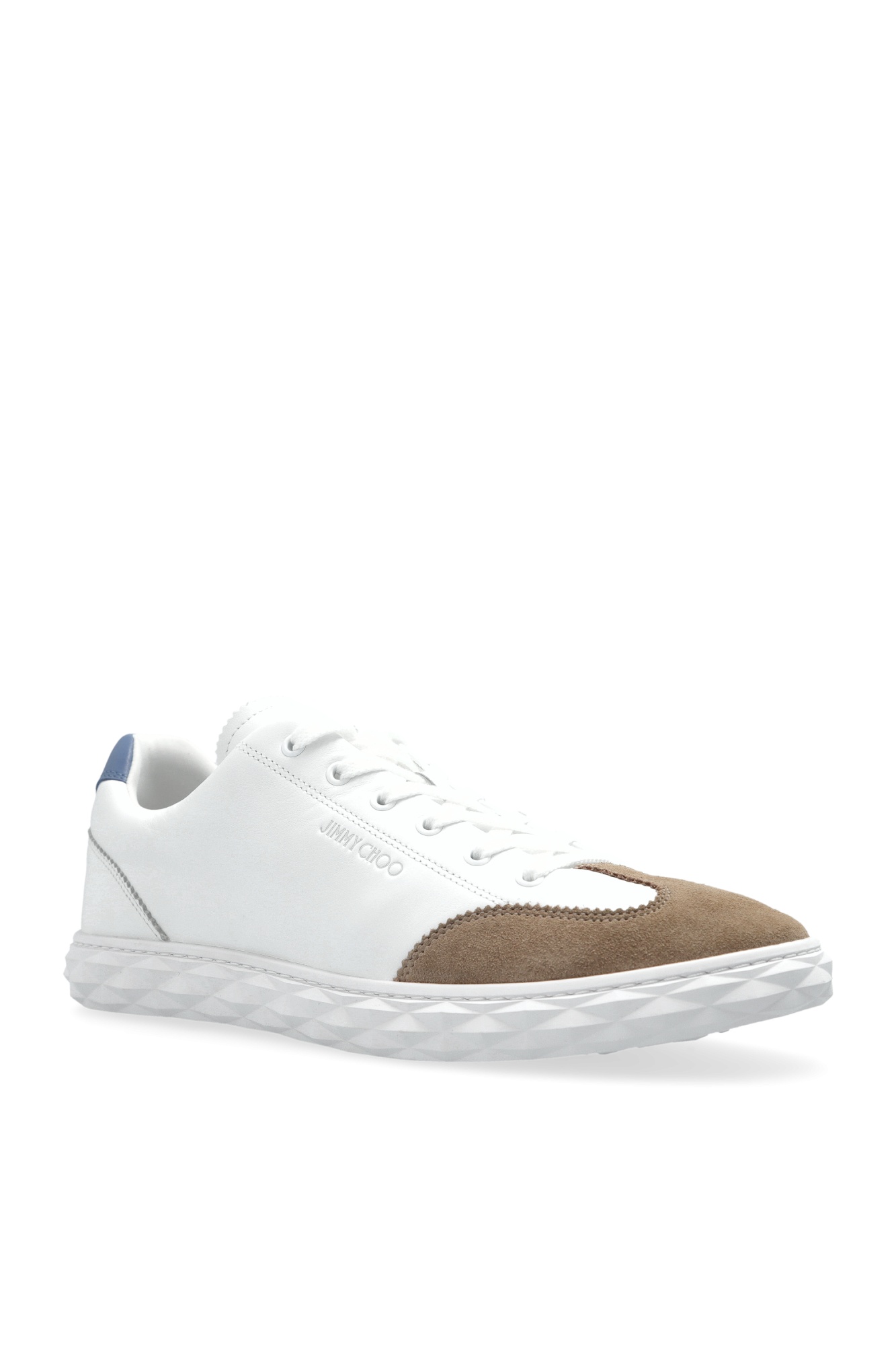 Jimmy Choo Diamond Light Flex Leather Sneakers In White