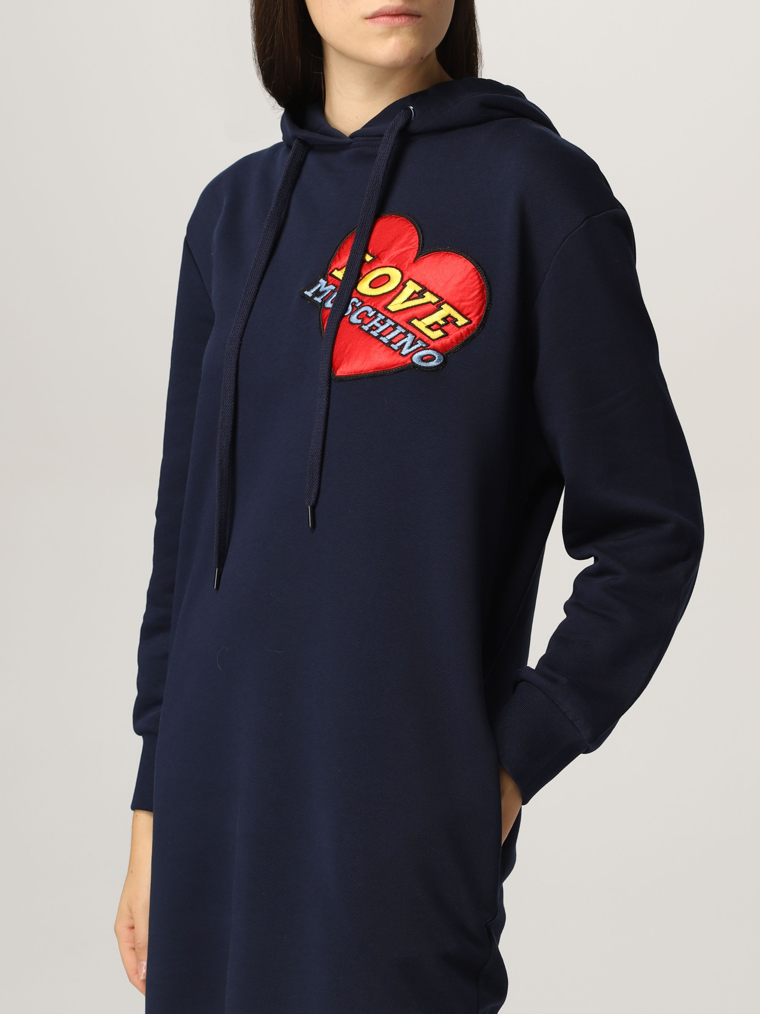 Moschino A Hooded Dress Filled With Love In Black